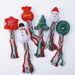 Christmas Teeth Cleaning Braided Rope Knot Pet Toy Dog Chew Durable Toy