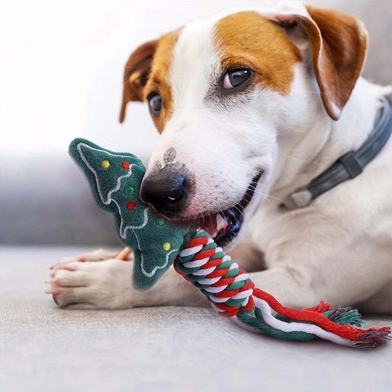 Christmas Teeth Cleaning Braided Rope Knot Pet Toy Dog Chew Durable Toy