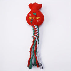 Christmas Teeth Cleaning Braided Rope Knot Pet Toy Dog Chew Durable Toy