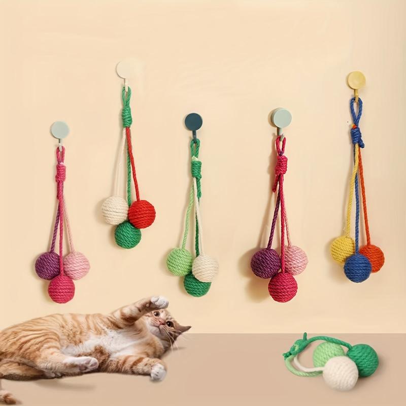 3pcs Cat Toys Hemp Ball Self Entertainment Tease Cats Interactive Toy