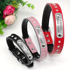 Personalized Leather Cat Collar with Engraving - Small Dogs & Kittens