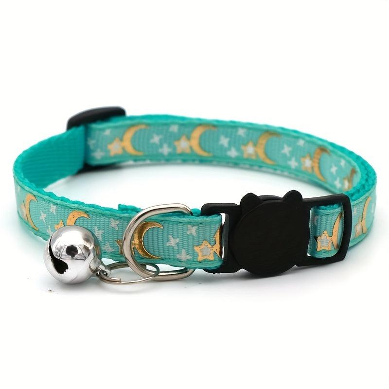 Sparkling Star & Moon Pet Collar with Bell for Cats