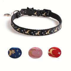 Sparkling Star & Moon Pet Collar with Bell for Cats