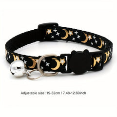 Sparkling Star & Moon Pet Collar with Bell for Cats