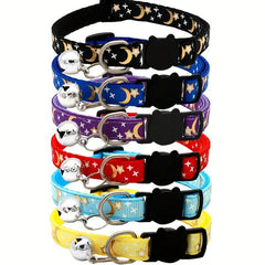 Sparkling Star & Moon Pet Collar with Bell for Cats