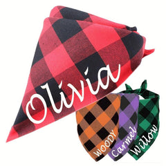 Custom Plaid Dog Bandana - Personalize Your Pup's Look
