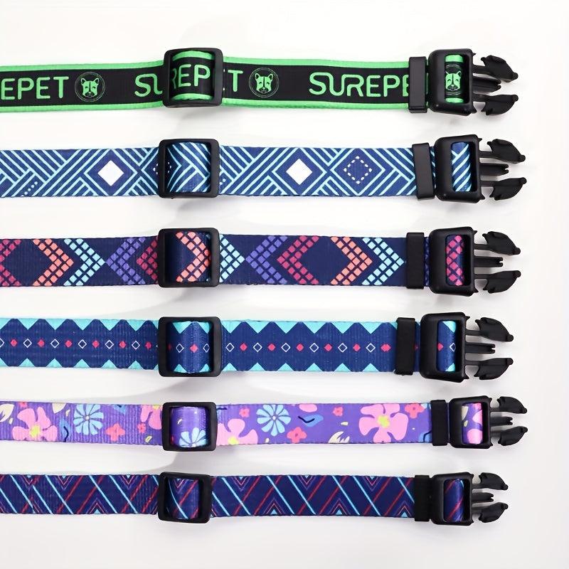Adjustable Printed Dog Collar for Small Medium Large Dogs