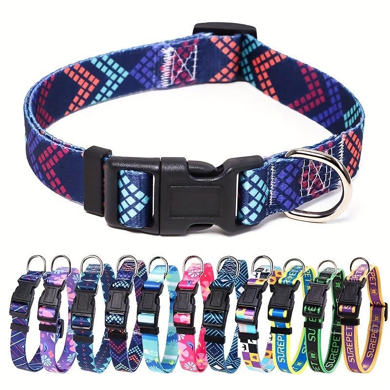 Adjustable Printed Dog Collar for Small Medium Large Dogs