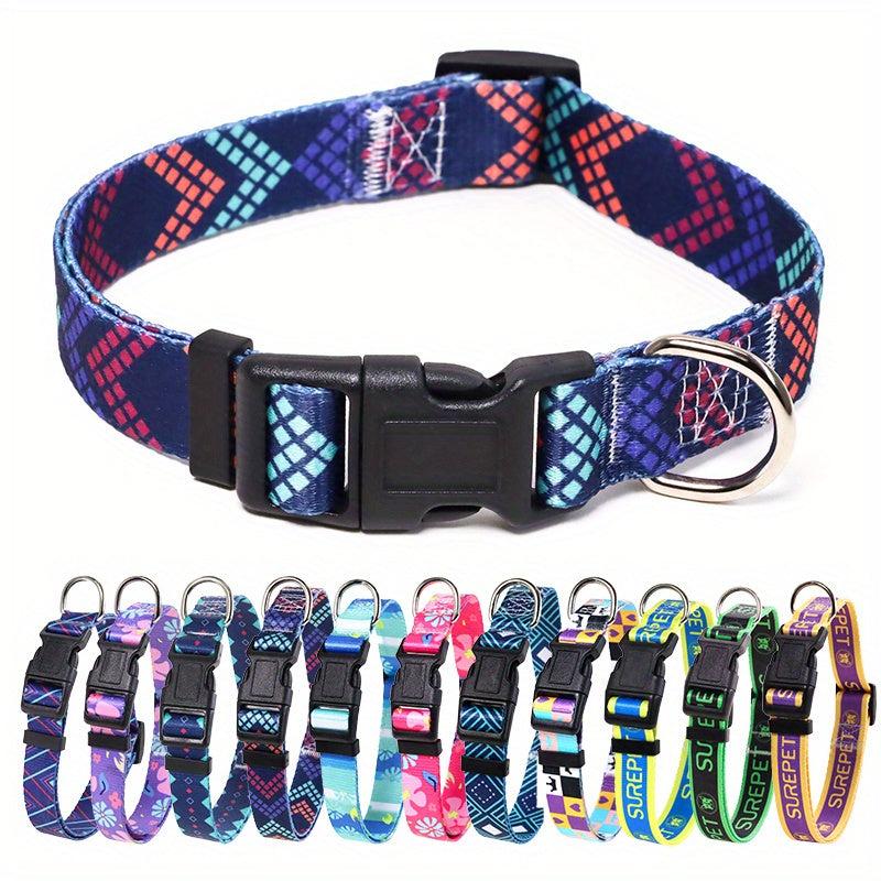 Adjustable Printed Dog Collar for Small Medium Large Dogs