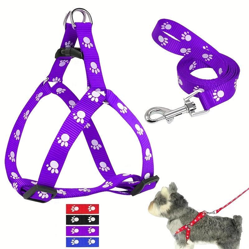 Adjustable Nylon Dog Harness and Leash Set for Small and Medium Dogs