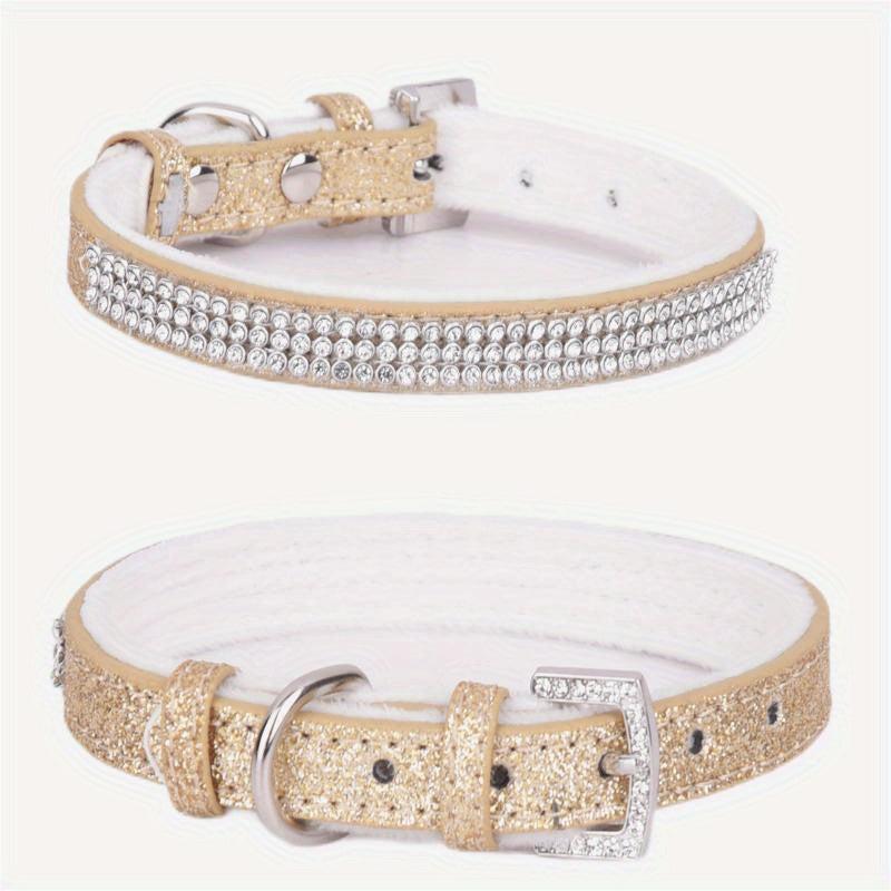 Rhinestone Velvet Pet Collar with Buckle for Dogs and Cats