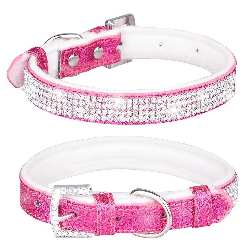 Rhinestone Velvet Pet Collar with Buckle for Dogs and Cats