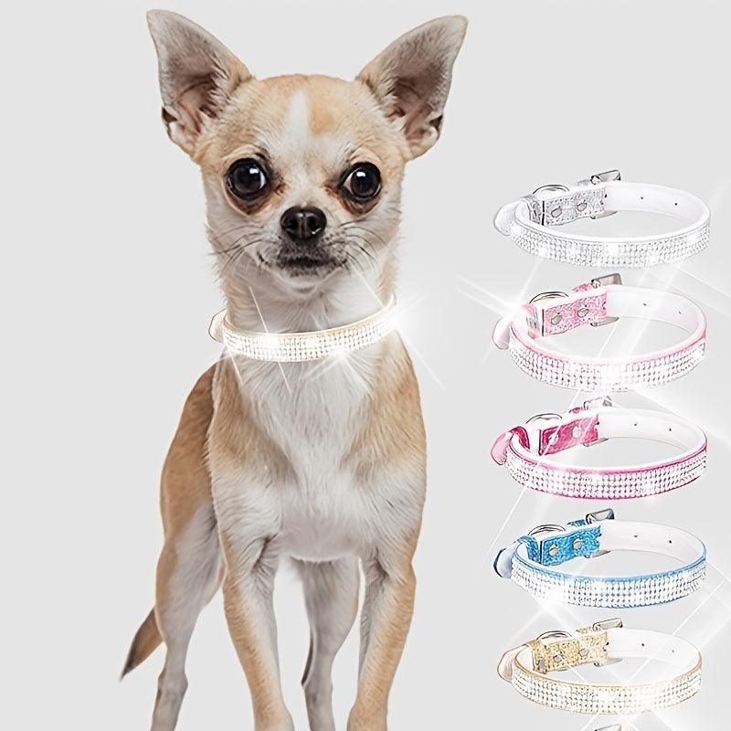 Rhinestone Velvet Pet Collar with Buckle for Dogs and Cats