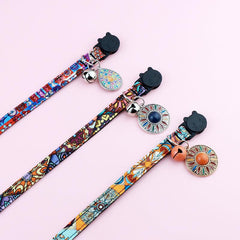 Boho Style Pet Collar with Bell and Metal Pendant