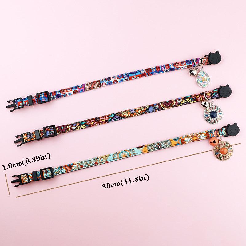 Boho Style Pet Collar with Bell and Metal Pendant