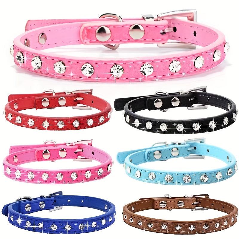Colorful Bling Puppy Dog Collar with Diamonds