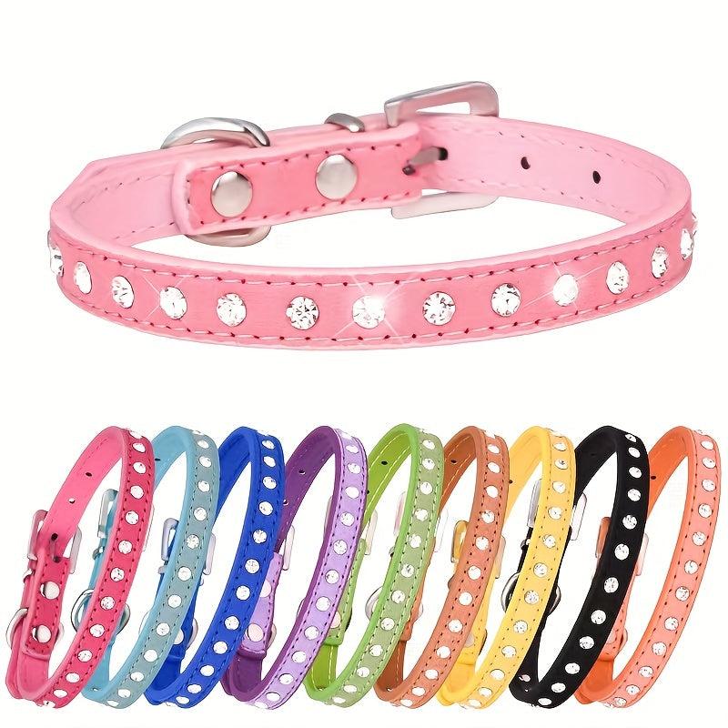 Colorful Bling Puppy Dog Collar with Diamonds