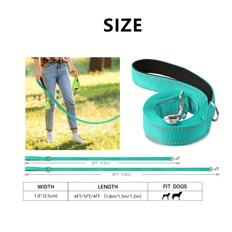 Reflective Dog Leash Neoprene Padded Breathable 2 54 Cm Wide Pet Leash