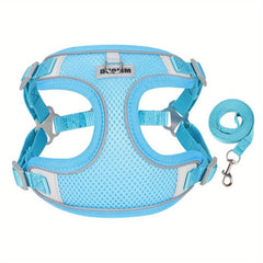Soft Adjustable Reflective Puppy Harness and Leash Set