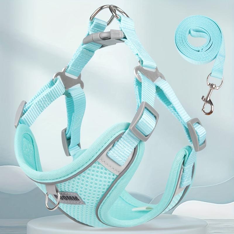 Soft Adjustable Reflective Puppy Harness and Leash Set