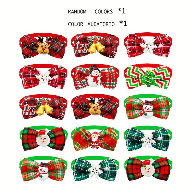 Christmas Puppy Dog Bowtie Plaid Bowtie Dog Bows Necktie
