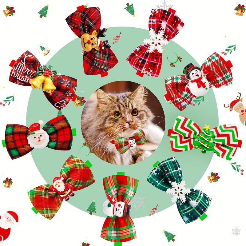 Christmas Puppy Dog Bowtie Plaid Bowtie Dog Bows Necktie
