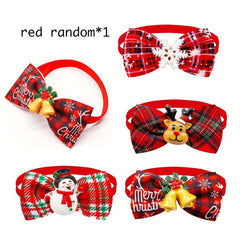 Christmas Puppy Dog Bowtie Plaid Bowtie Dog Bows Necktie