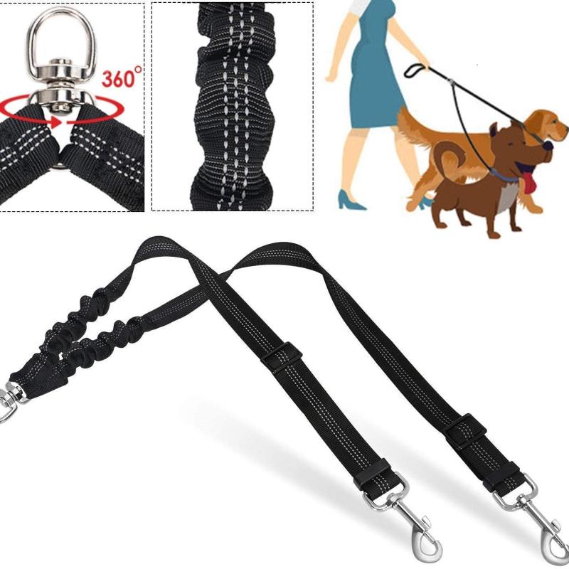 Dual Dog Leash No Tangle 360 Swivel 2 Dogs