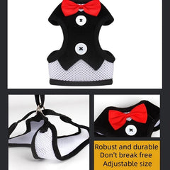 Bowtie Suit for Furry Tuxedo Harness Vest, Leash for Dogs