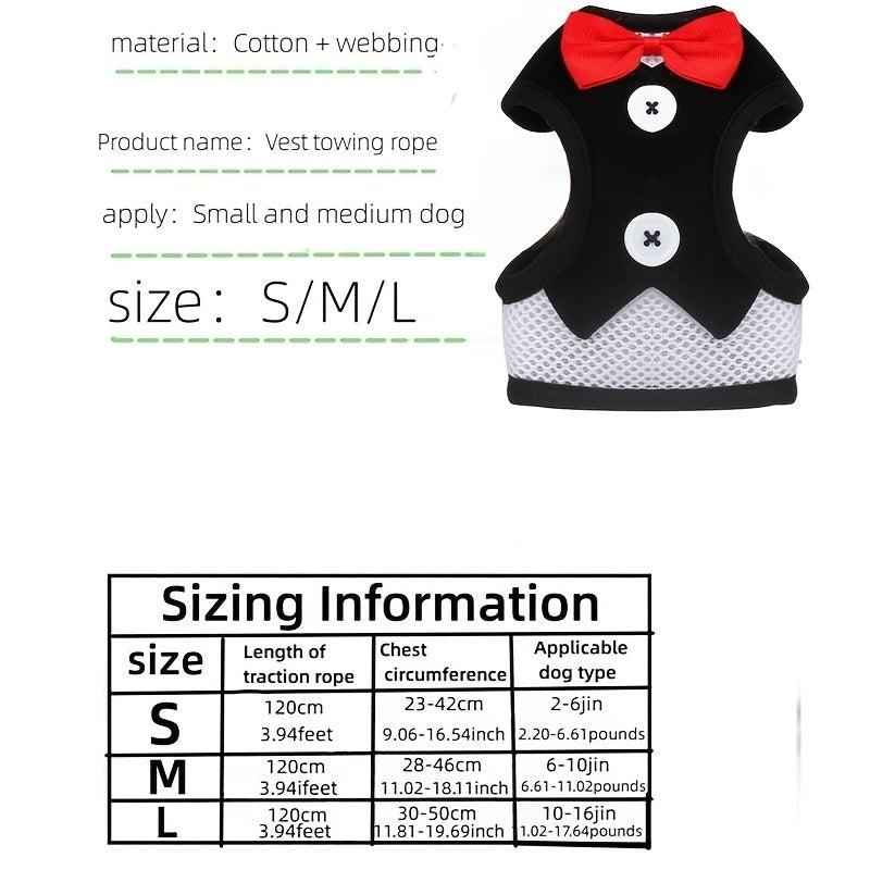 Bowtie Suit for Furry Tuxedo Harness Vest, Leash for Dogs
