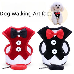 Bowtie Suit for Furry Tuxedo Harness Vest, Leash for Dogs