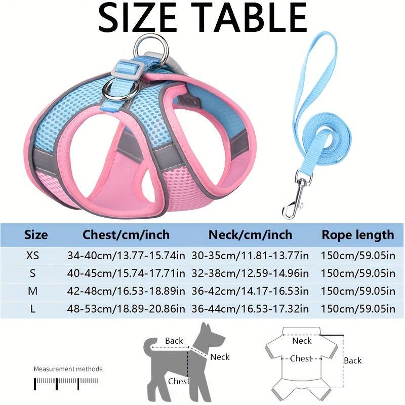 Reflective Dogs Harness With Leash Adjustable Harness Vest Breathable Collars