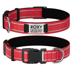 Reflective Personalized Dog Collar with Engraved Name Plate