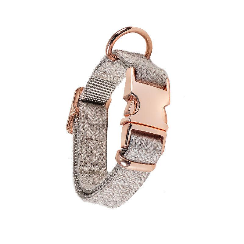 Adjustable Soft Dog Collar with Rose Golden Buckle