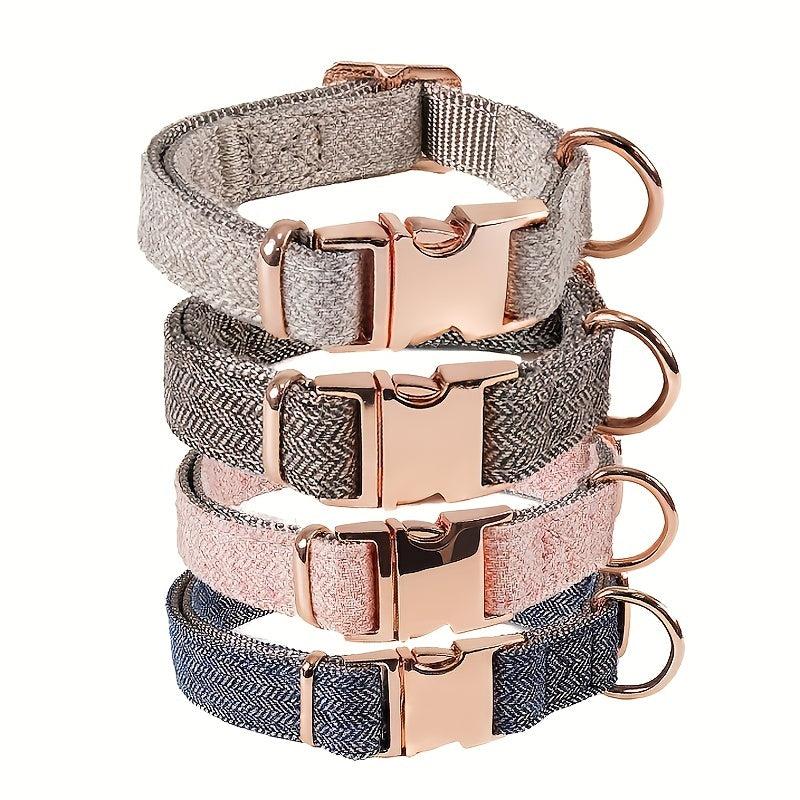 Adjustable Soft Dog Collar with Rose Golden Buckle