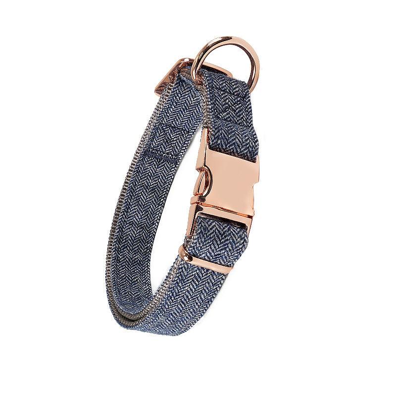 Adjustable Soft Dog Collar with Rose Golden Buckle