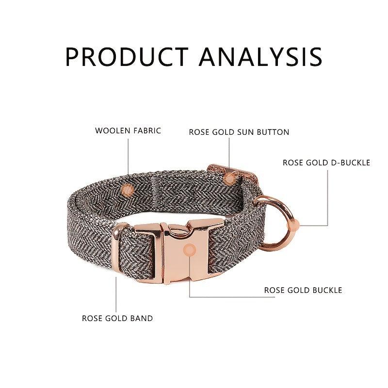 Adjustable Soft Dog Collar with Rose Golden Buckle