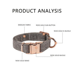 Adjustable Soft Dog Collar with Rose Golden Buckle