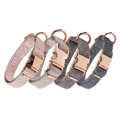 Adjustable Soft Dog Collar with Rose Golden Buckle