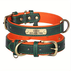 Personalized Leather ID Dog Collar Engraved Nameplate for Dogs