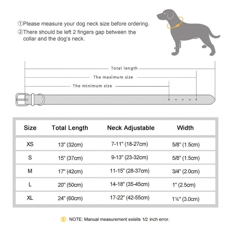 Personalized Leather ID Dog Collar Engraved Nameplate for Dogs