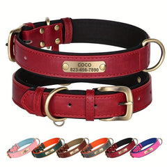 Personalized Leather ID Dog Collar Engraved Nameplate for Dogs