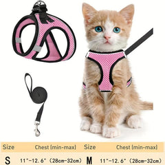 Escape Proof Cat Harness & Leash Set Reflective Soft Mesh Vest