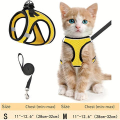 Escape Proof Cat Harness & Leash Set Reflective Soft Mesh Vest