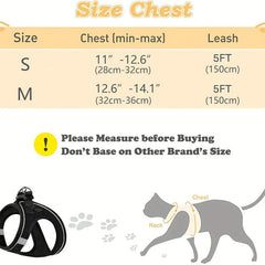 Escape Proof Cat Harness & Leash Set Reflective Soft Mesh Vest