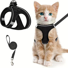 Escape Proof Cat Harness & Leash Set Reflective Soft Mesh Vest