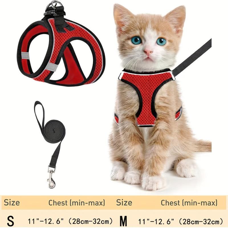 Escape Proof Cat Harness & Leash Set Reflective Soft Mesh Vest