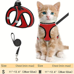 Escape Proof Cat Harness & Leash Set Reflective Soft Mesh Vest