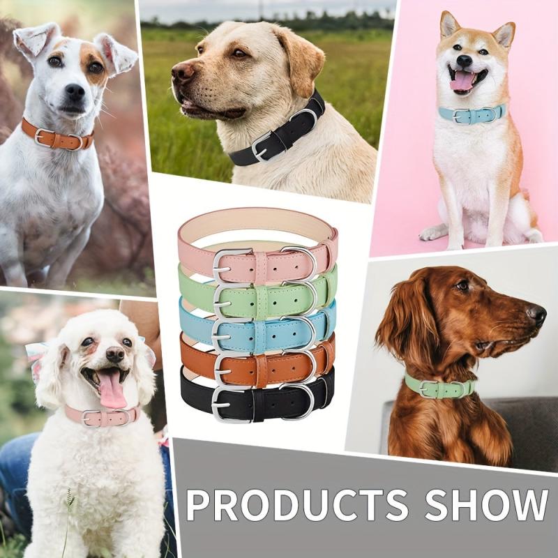 Dog Soft Leather Collar for Small Medium Large Dogs