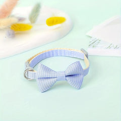 Adjustable Plaid Cat Collar with Bow Tie - Holiday and Everyday Wear